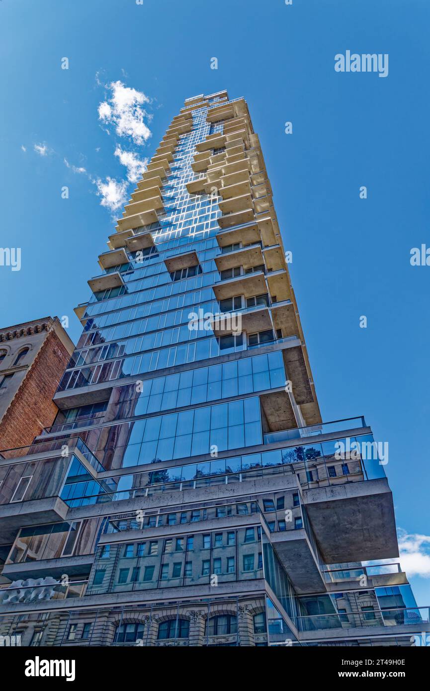 Manhattan’s controversial 56 Leonard Street in Tribeca, aka Jenga Building for its cantilevered units. Stock Photo