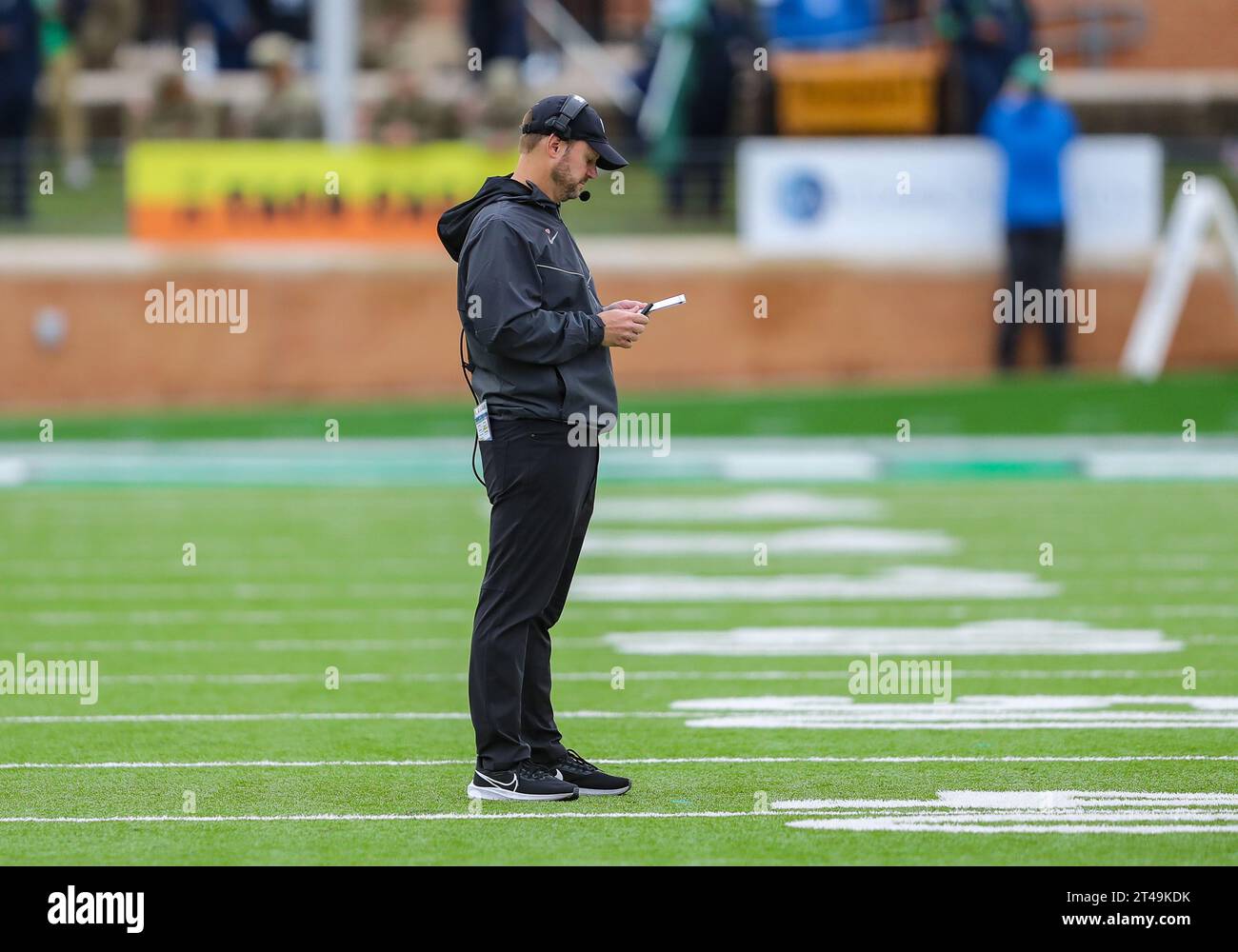 October 28, 2023:.Memphis Tigers head coach Ryan Silverfield looks over his play sheet between plays of the NCAA Football game between the Memphis Tigers and the North Texas Mean Green at DATCU Stadium in Denton, TX. Ron Lane/CSM Stock Photo