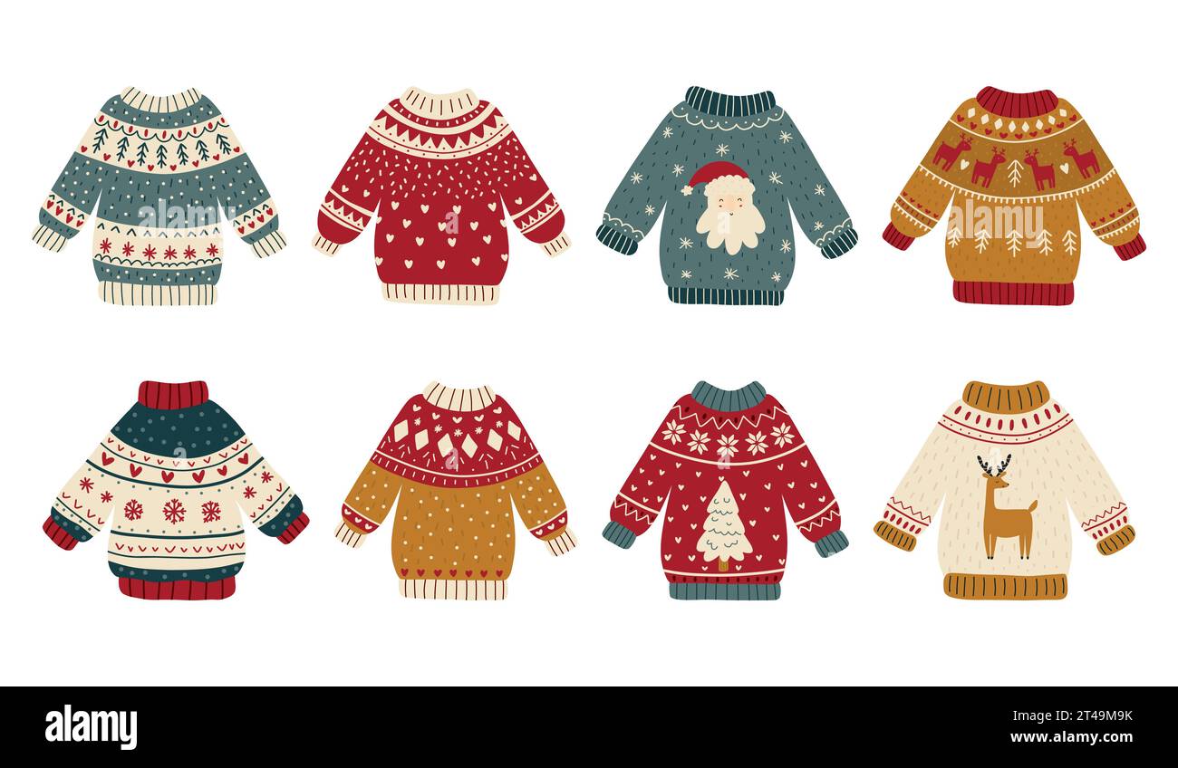Collection of ugly Christmas sweaters Stock Vector