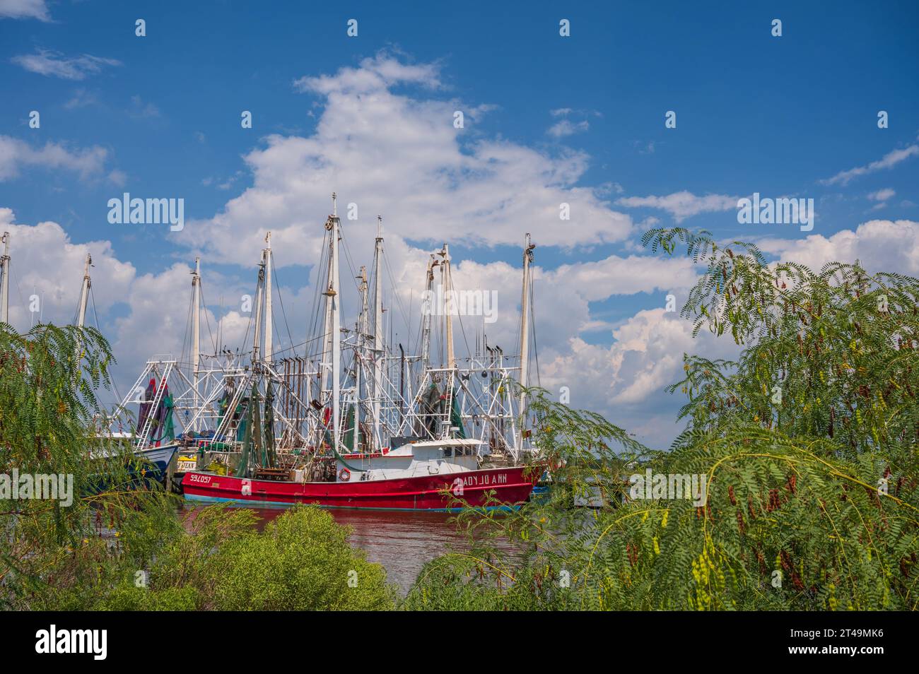 Shrimp Boat docked in Back Bay, Biloxi, Mississippi, USA Stock Photo
