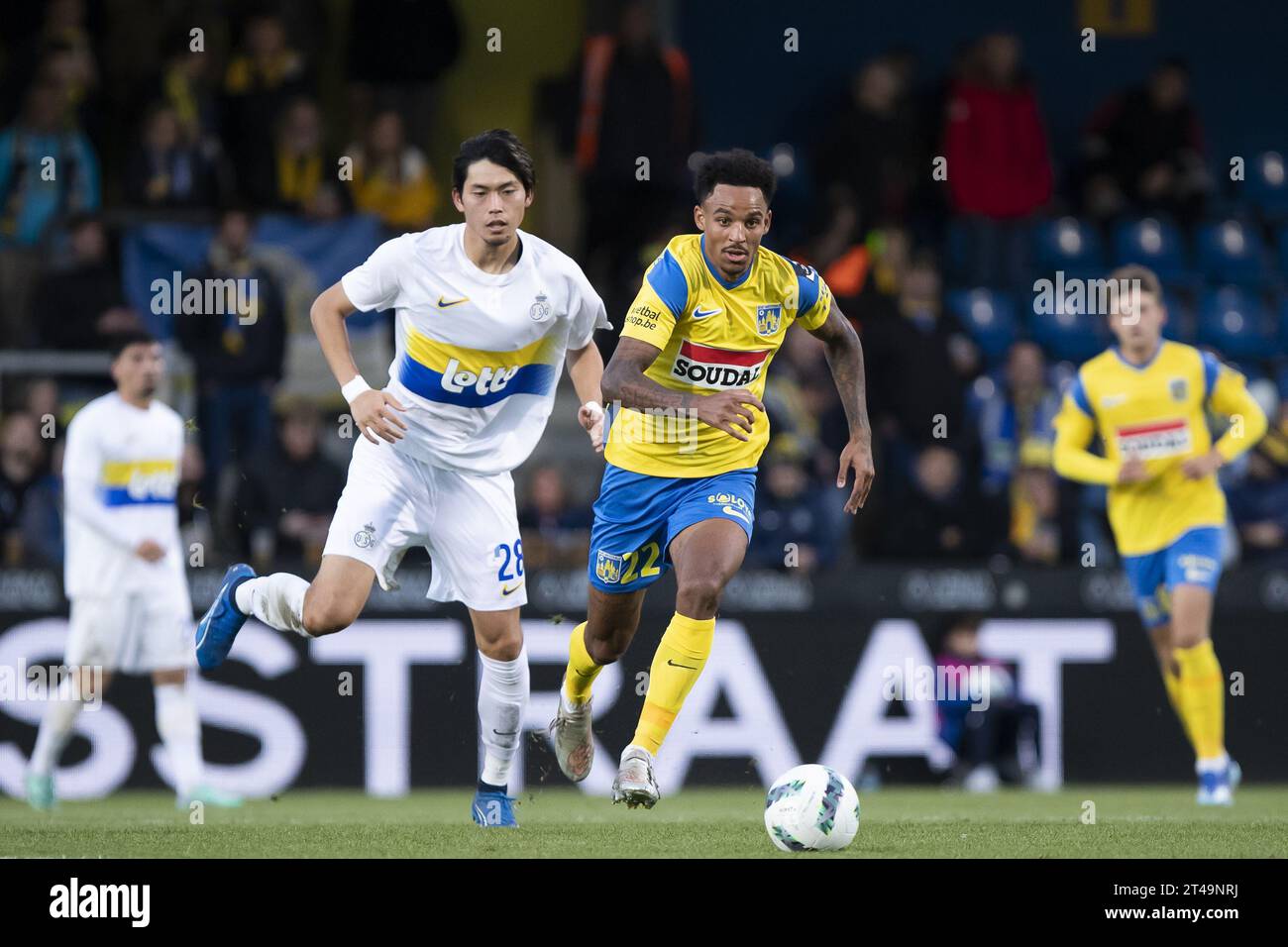 Westerlo, Belgium. 29th Oct, 2023. Union's Koki Machida and Westerlo's ...