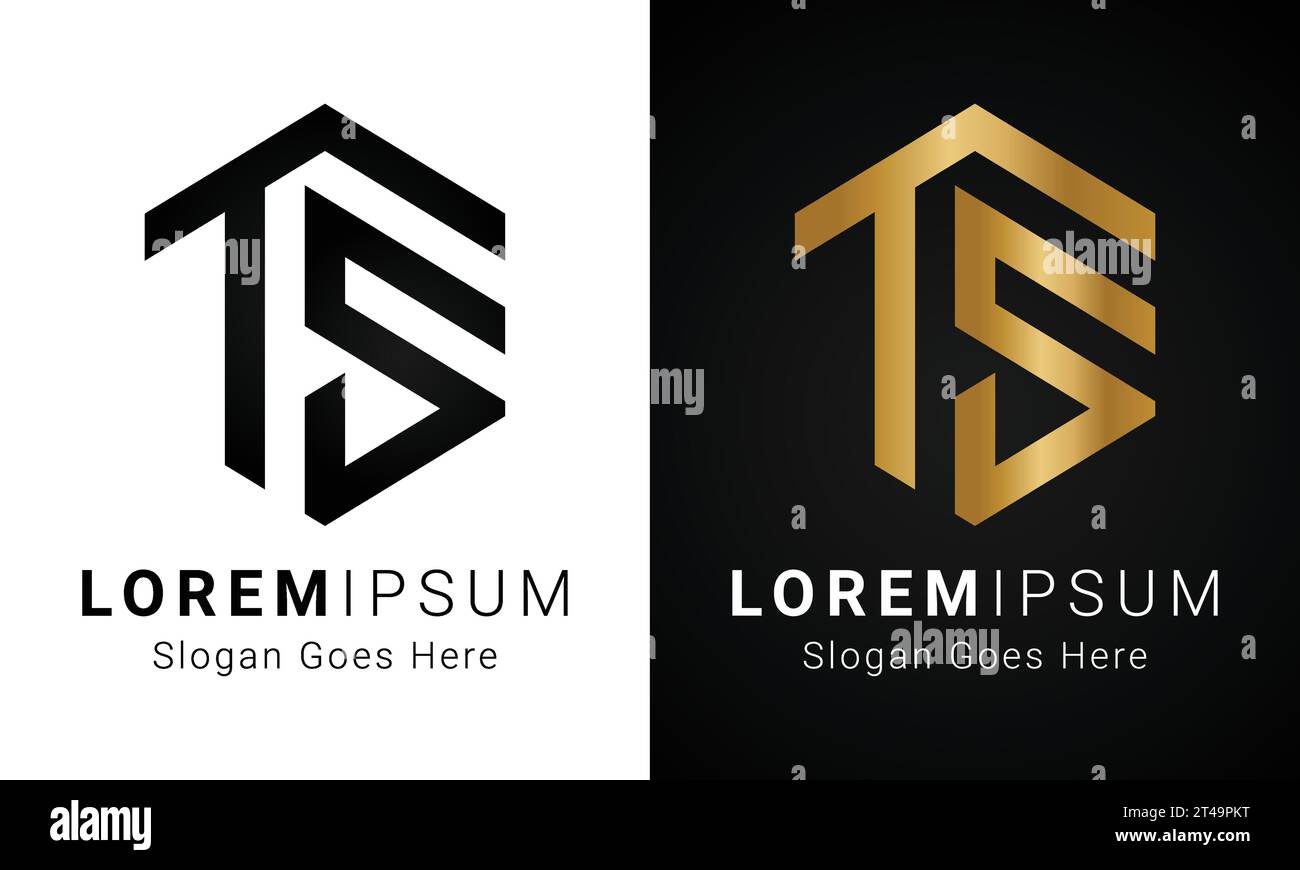 Luxury Initial ST or TS Monogram Text Letter Logo Design Stock Vector