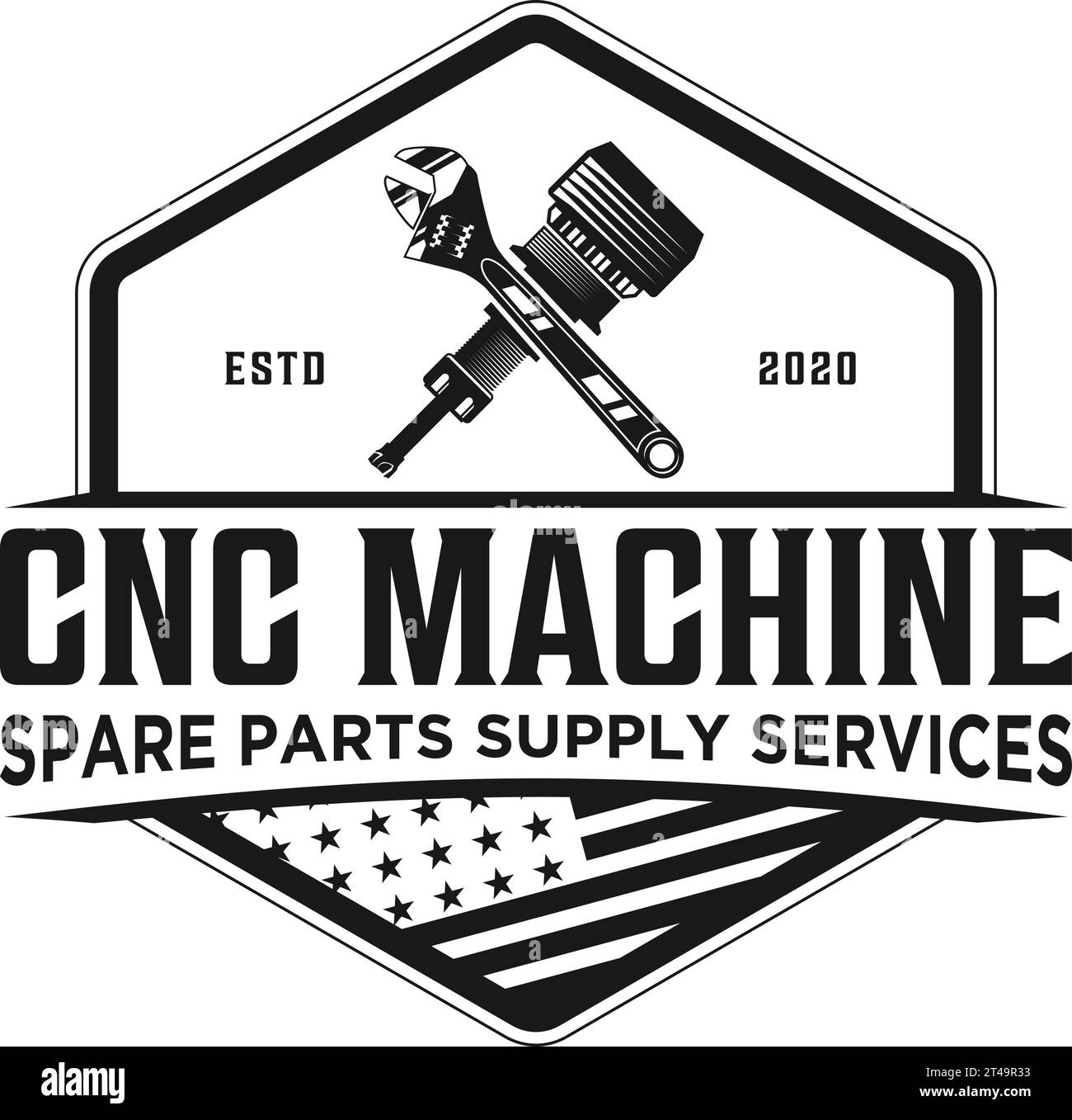 Cnc machine modern technology logo Royalty Free Vector Image Stock