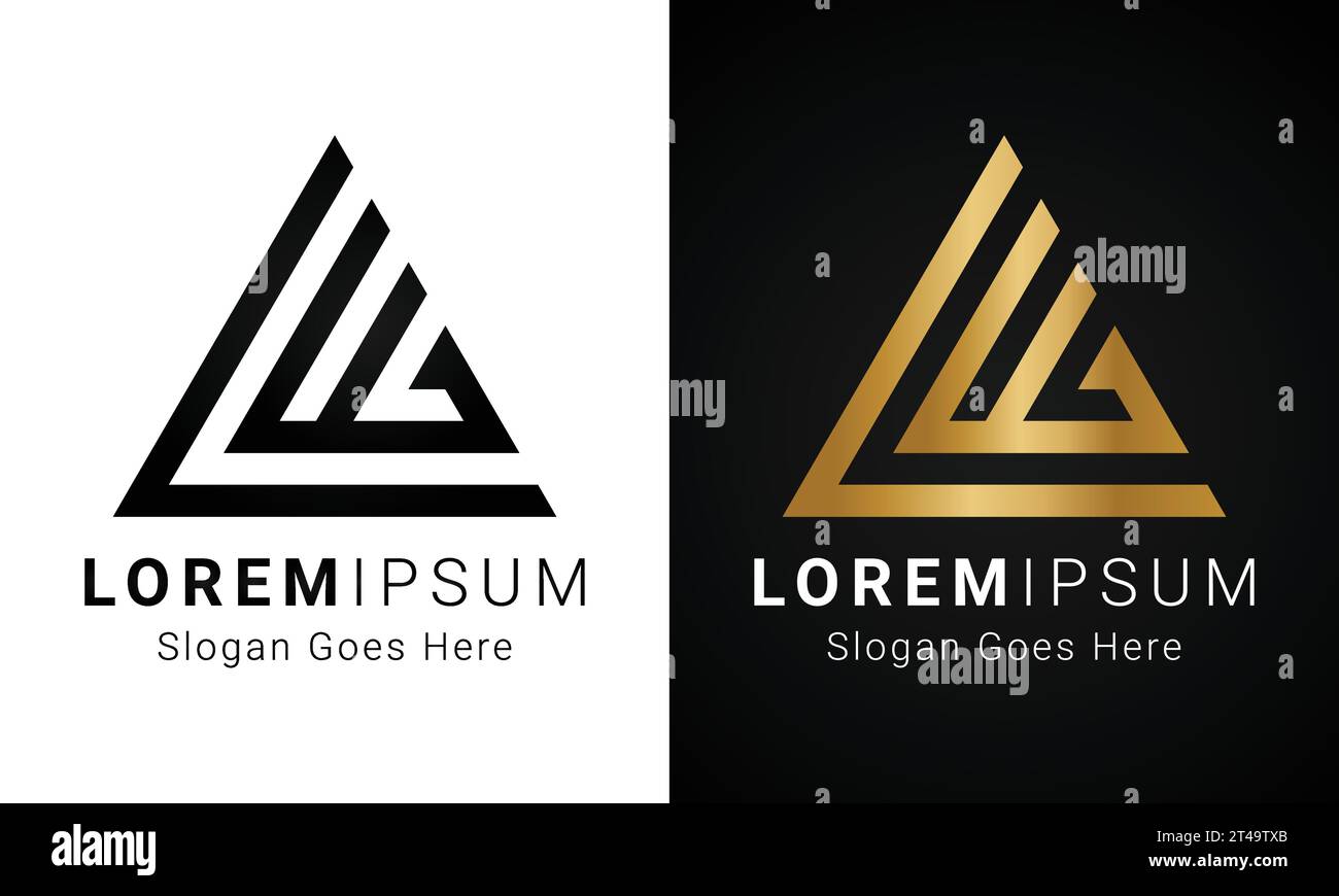 Luxury Initial WL or LW Monogram Text Letter Logo Design Stock Vector