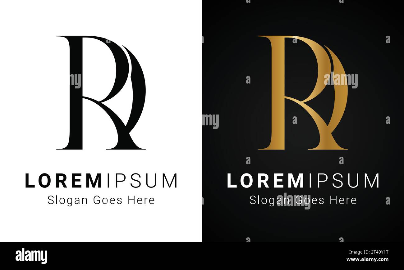 Luxury Initial RD or DR Monogram Text Letter Logo Design Stock Vector