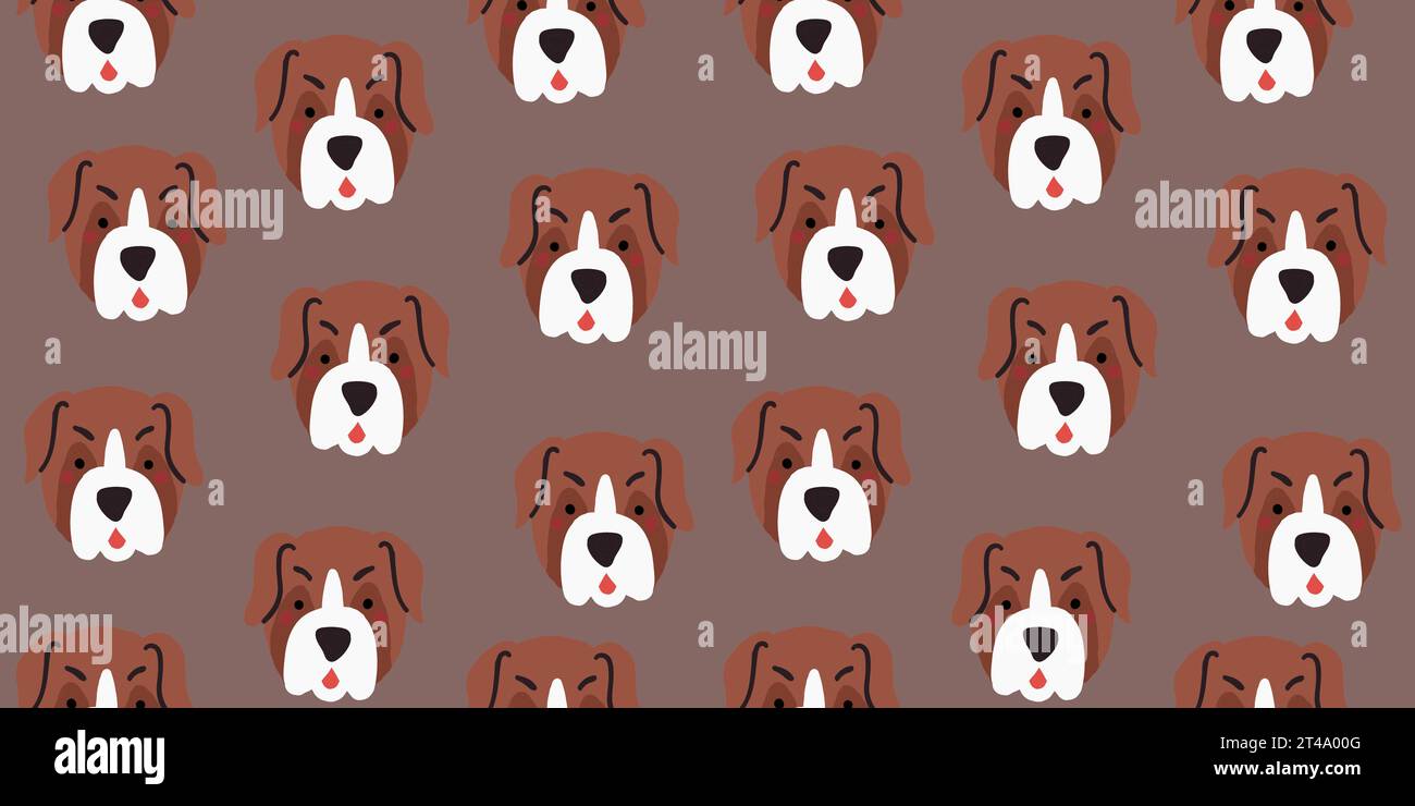 Vector seamless pattern with cute bulldog dog faces. Dog pattern on ...