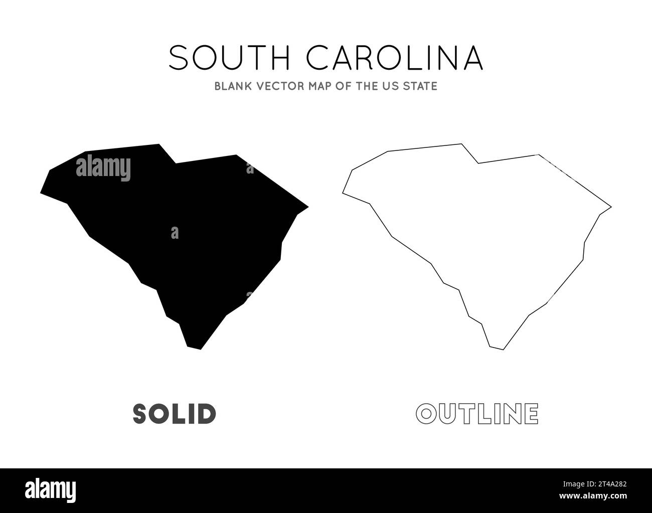 South Carolina map. Blank vector map of the Us State. Borders of South
