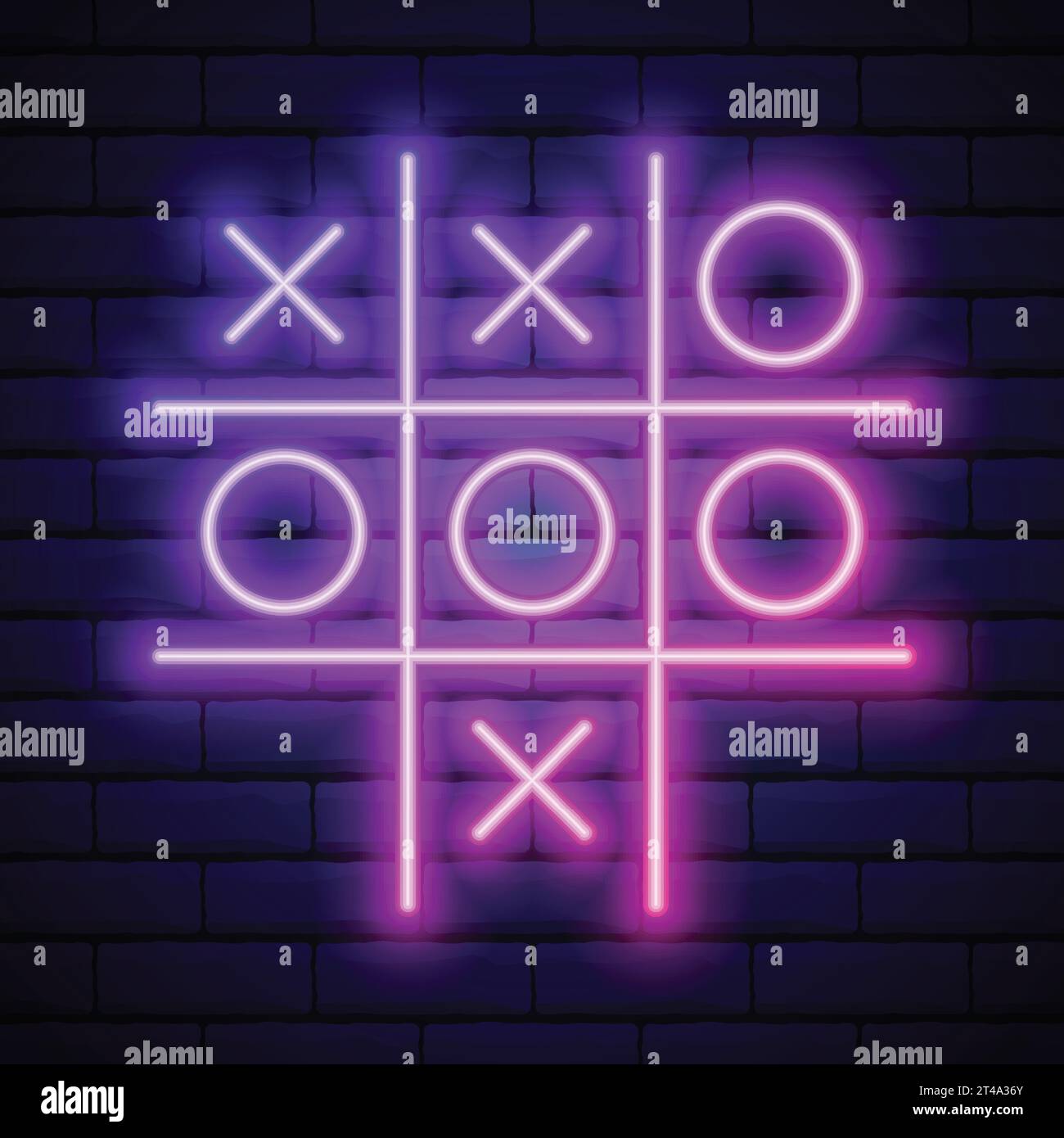 Tic tac toe game linear outline icon colour neon Vector Image Stock ...