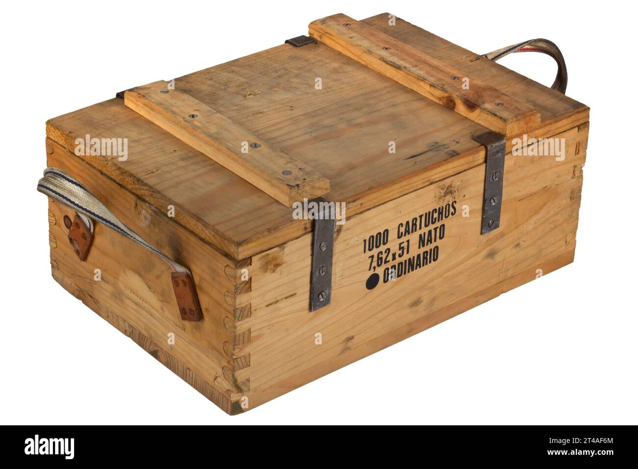 Army ammunition wooden crate with spanish black color text 1000