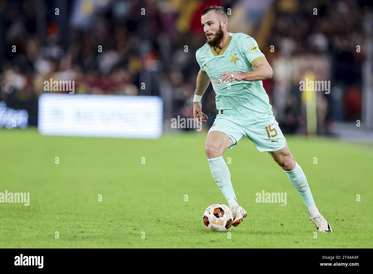 Prague, Czech Republic. 27th May, 2023. Vaclav Jurecka, soccer player of  Slavia scored four goals during the match Slavia Praha, vs 1. FC Slovacko  in Prague, Czech Republic, May 27, 2023. Jurecka celebrates goal. Credit:  Michal Krumphanzl/CTK Photo