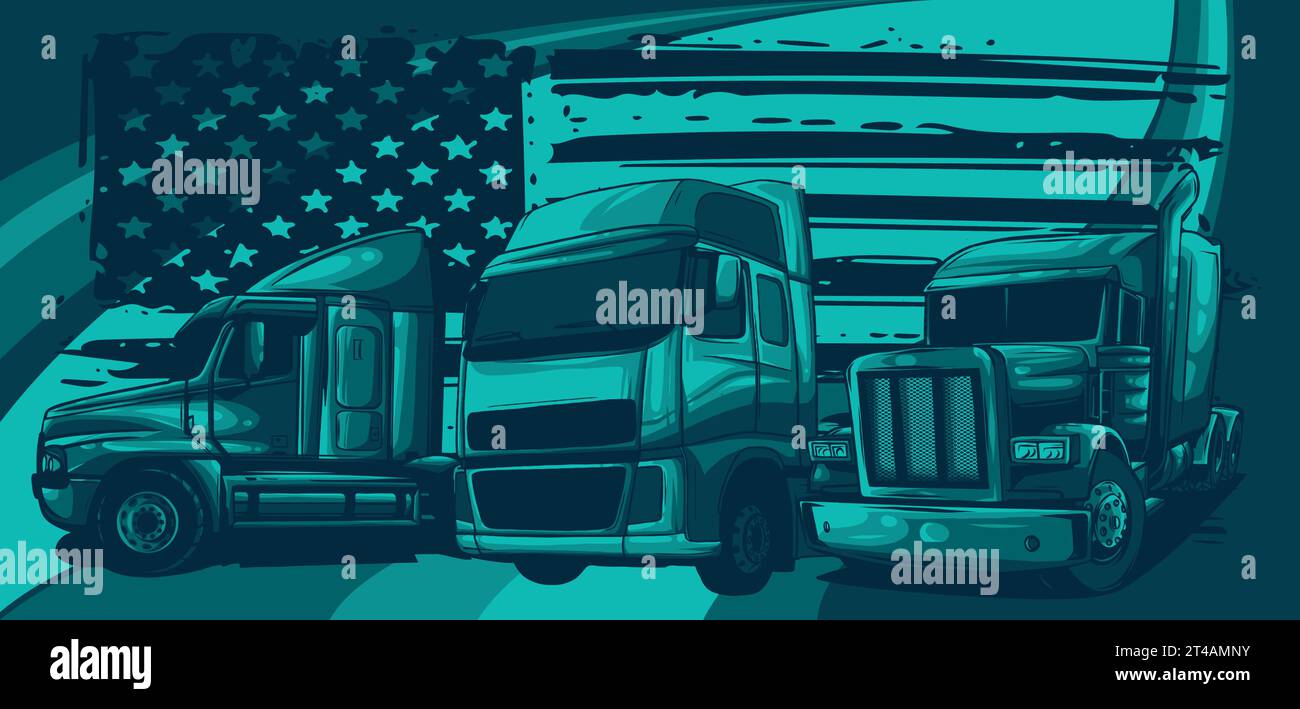 Big rig american semi trailer Stock Vector Images - Alamy
