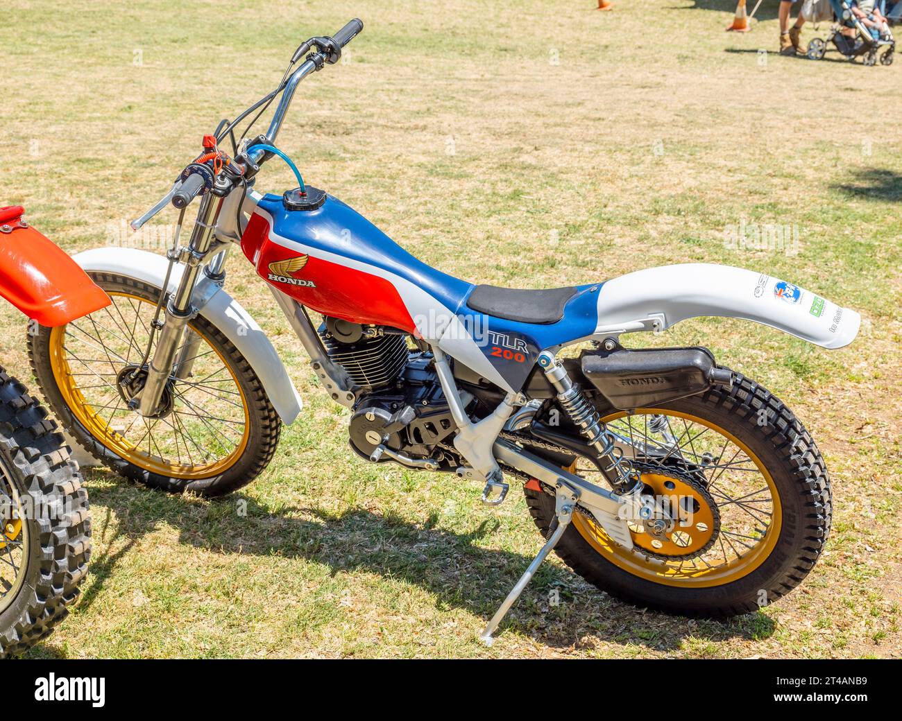 The Honda Reflex (TLR200) is a dual purpose trials motorcycle sold through 1986 to 1987, this restored bike is on show at Glen Innes, northern NSW Stock Photo