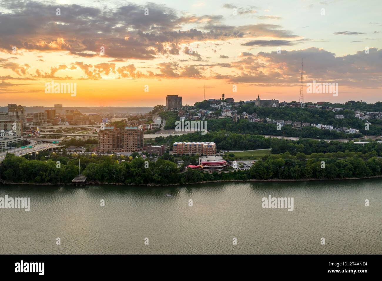 Cincinnati, Ohio residential neighborhood townscape. Mount Adams is