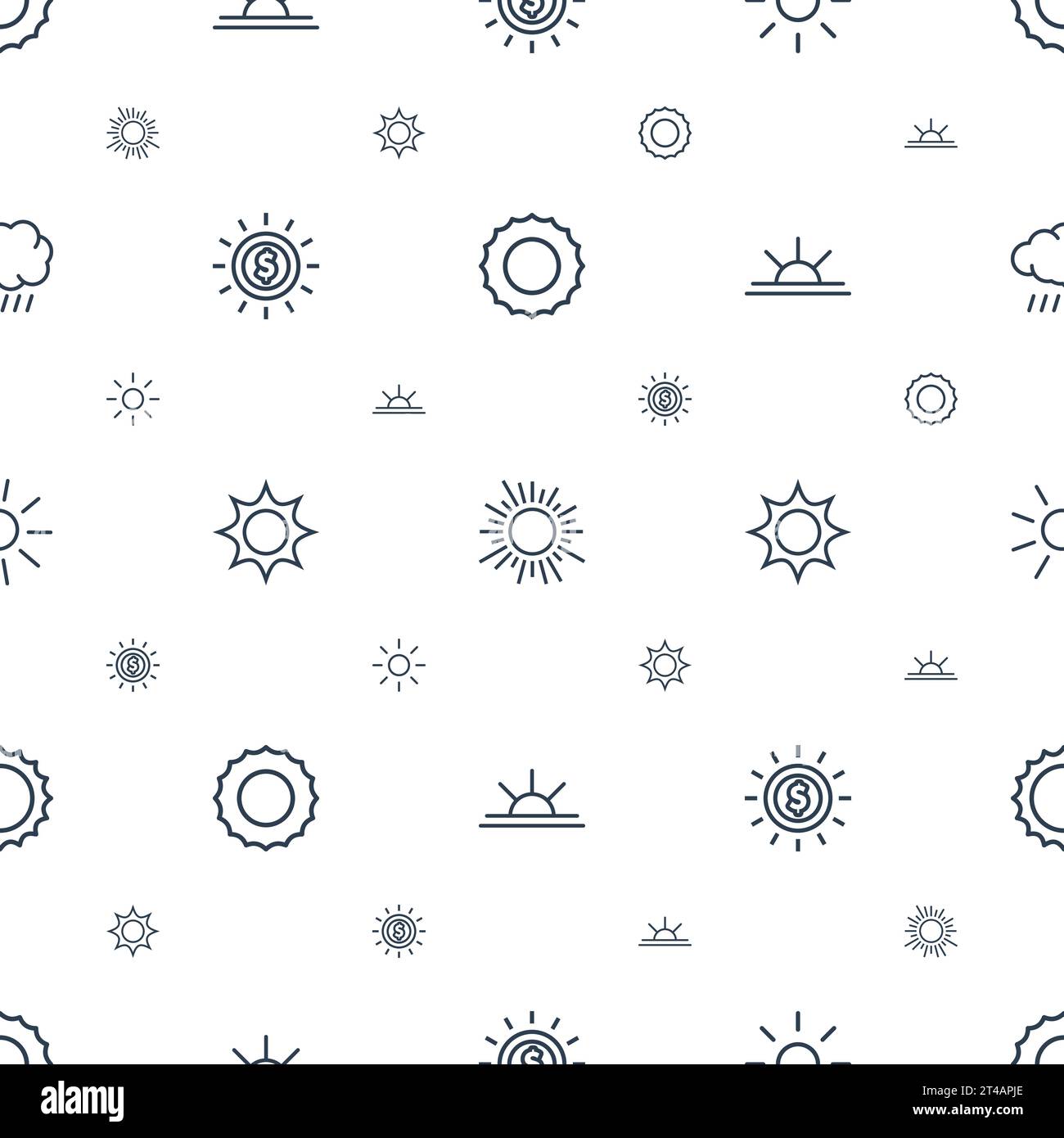 Sunshine icons pattern seamless white background Vector Image Stock ...