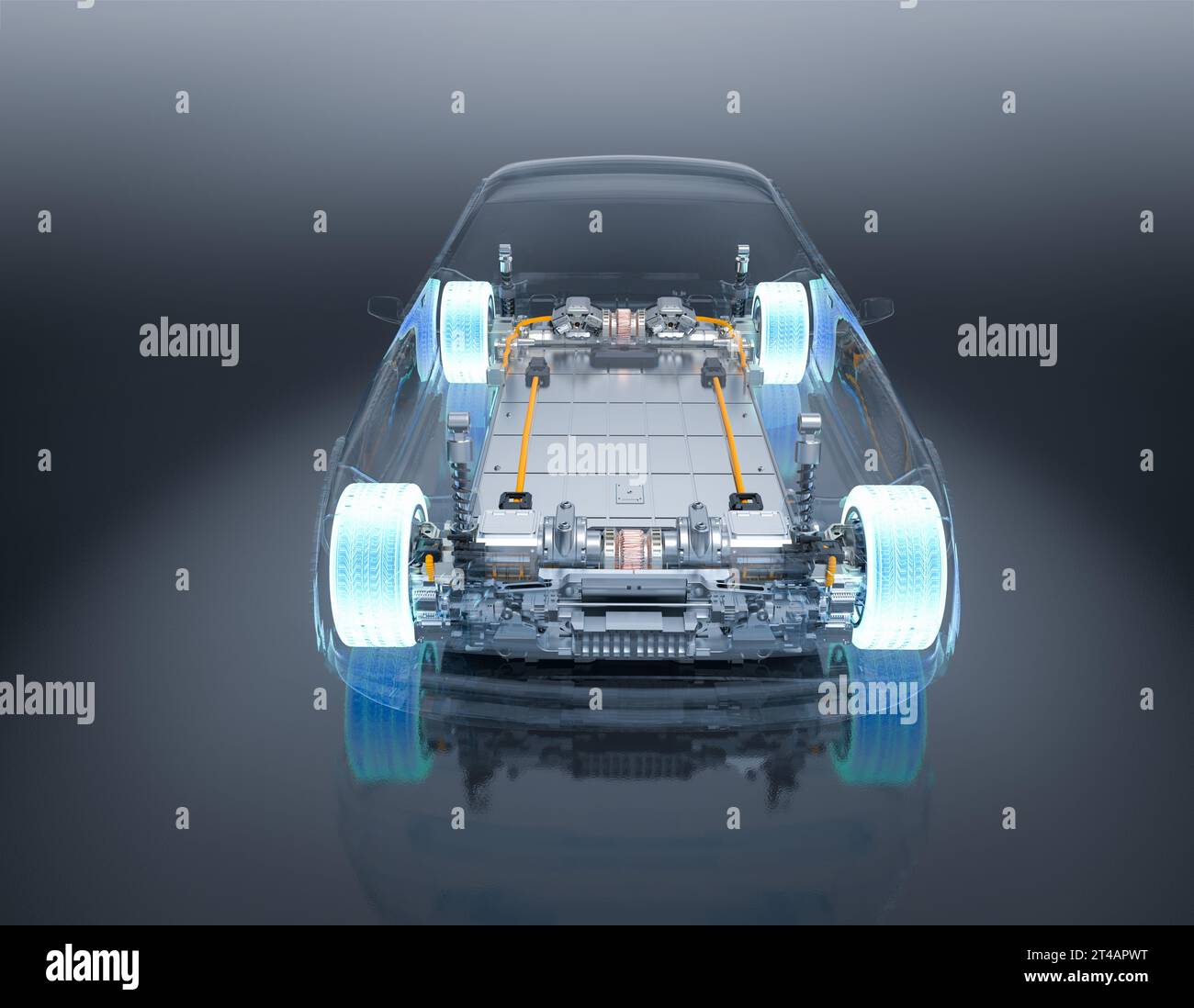 3d rendering electric car battery with pack of battery cells module on ...