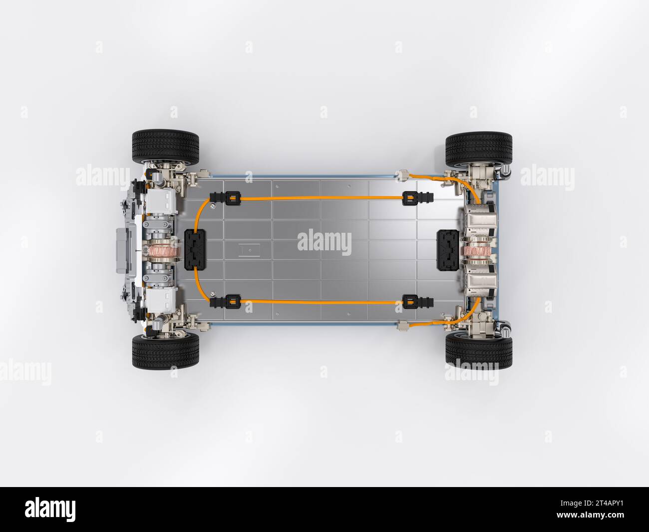 3d rendering electric car battery with pack of battery cells module on ...