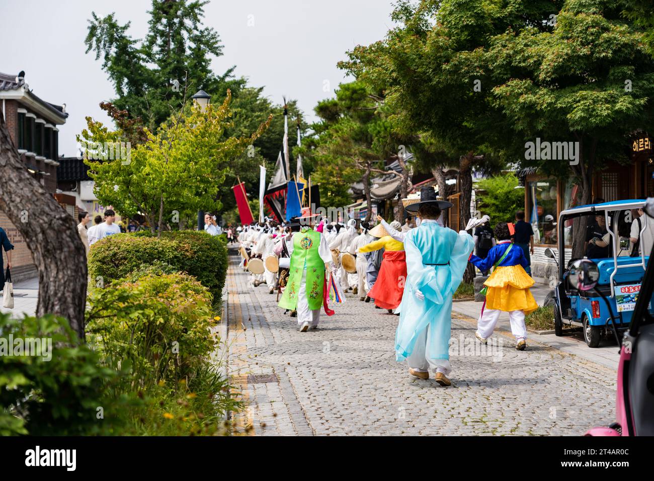 Jeonju, Korea - Aug 19th, 2023 : A parade of Korean folk traditional