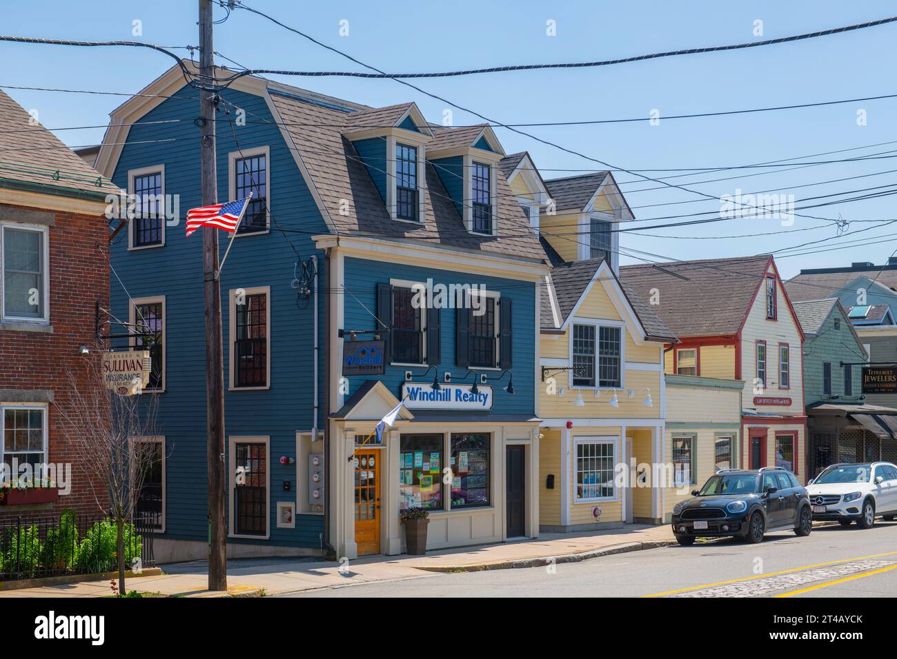 Historic commercial buildings on Market Street in historic town center