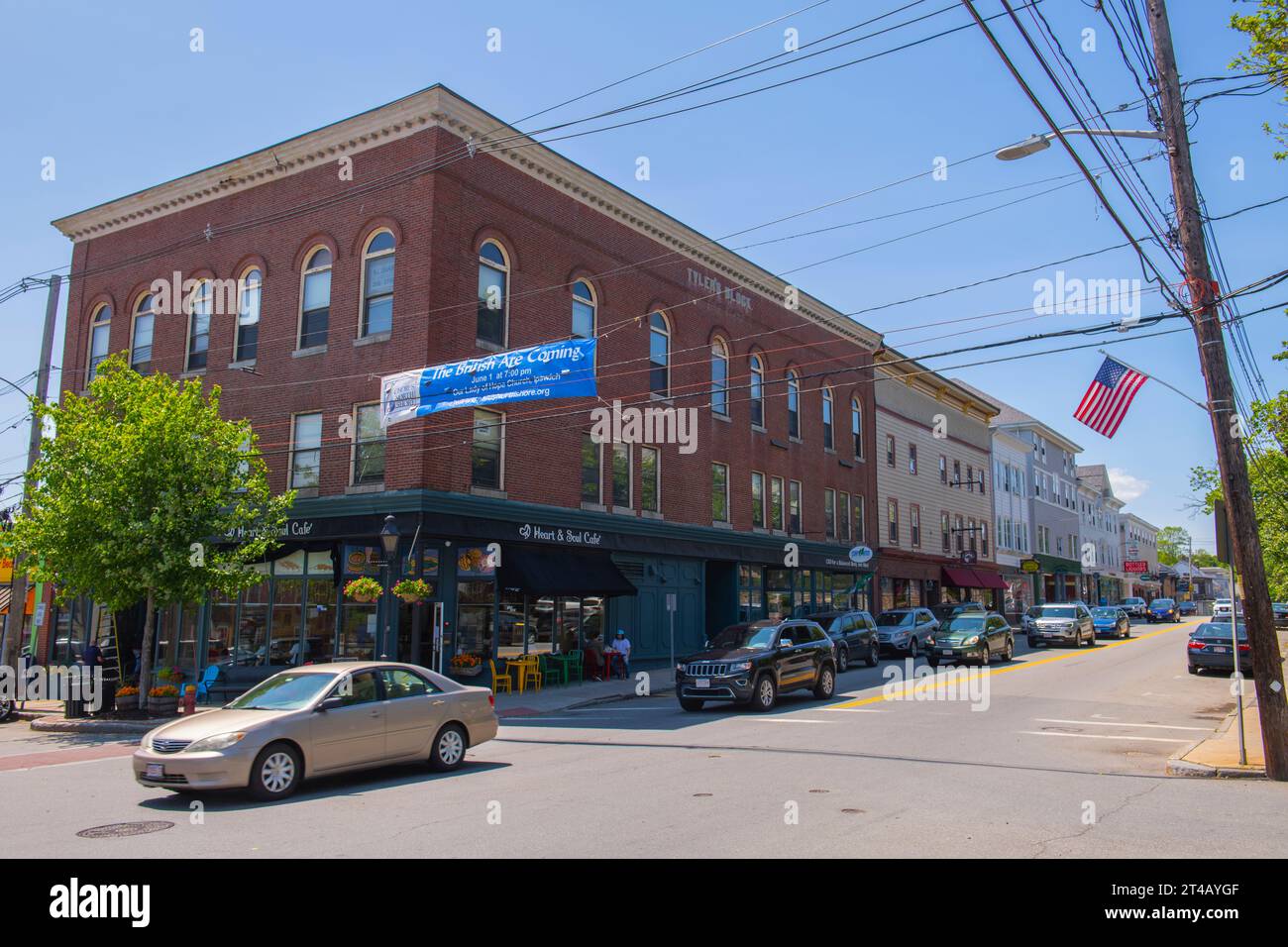 Historic commercial buildings on Central Street at Market Street in