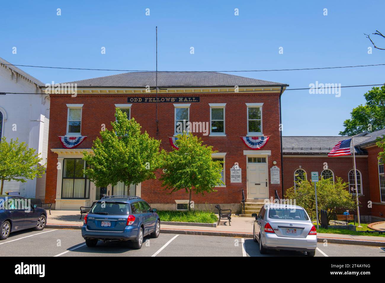Odd Fellows' Hall on Main Street in historic town center of Ipswich