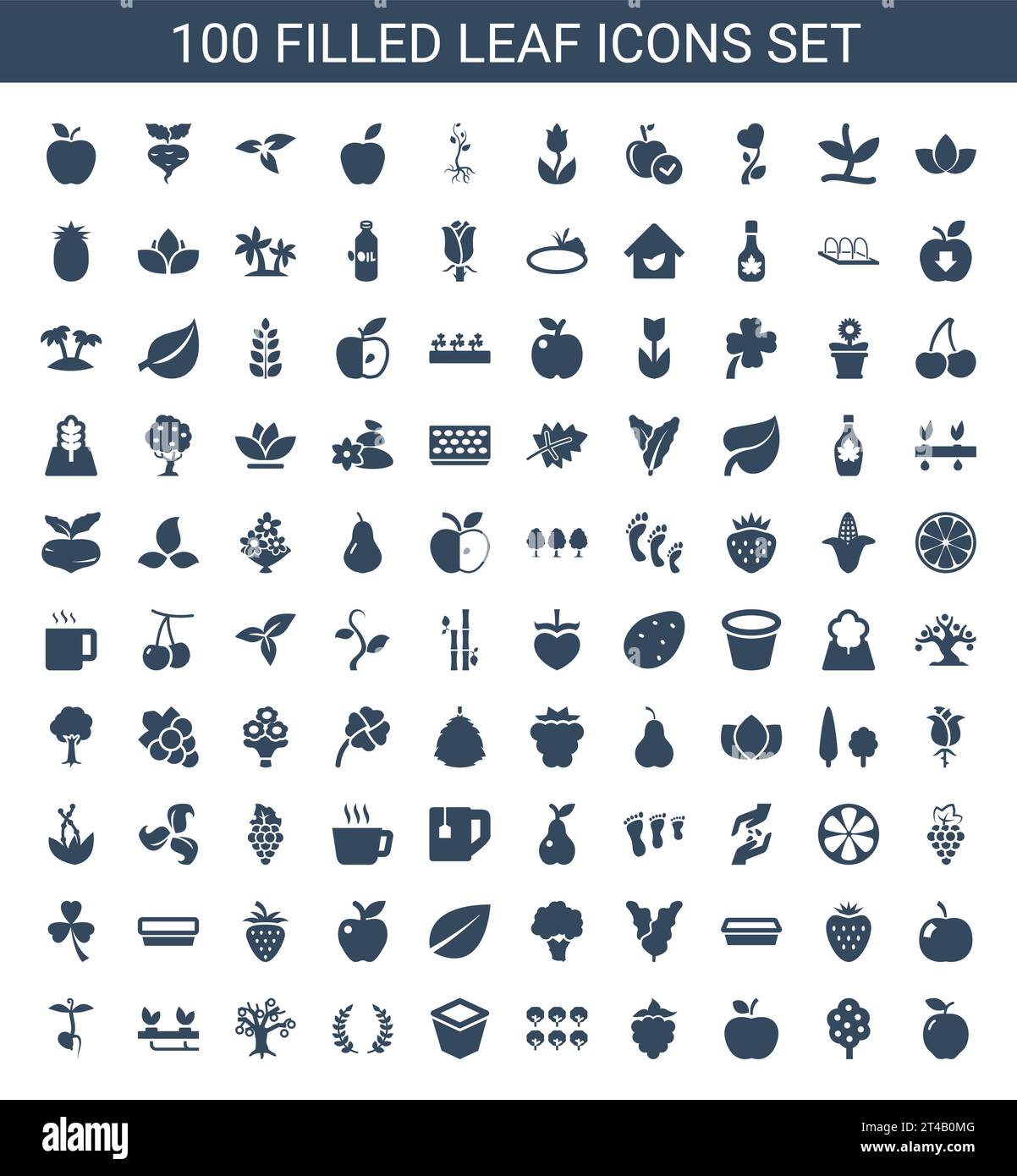 100 leaf icons Royalty Free Vector Image Stock Vector