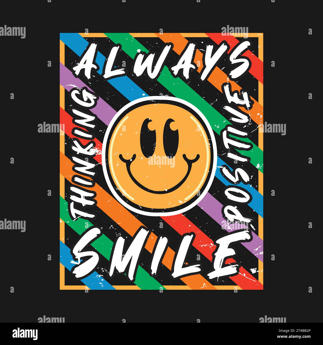 Smile face emoji with always smile, positive thinking phrase. Positive ...
