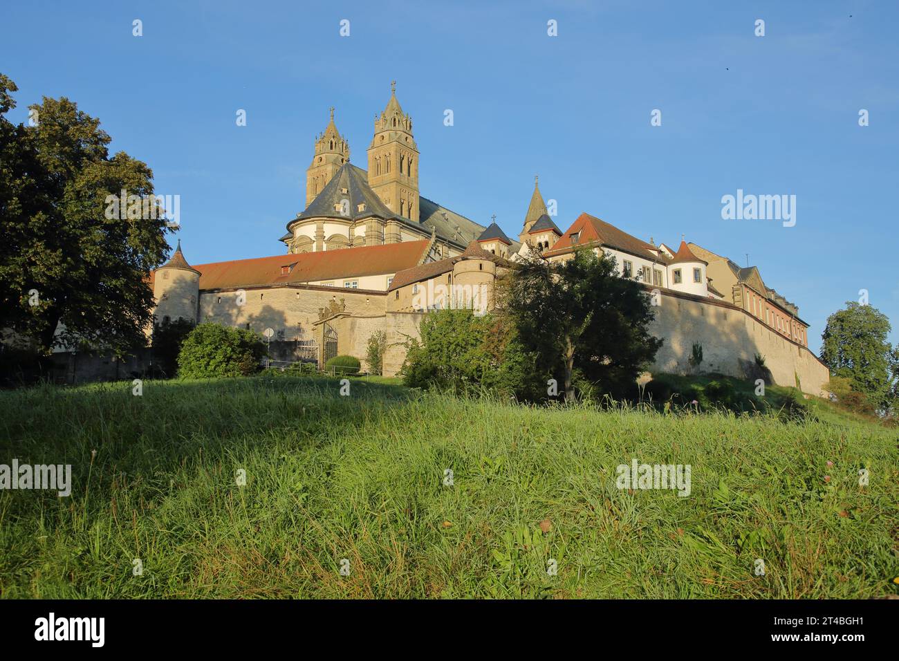 Romantic Comburg Monastery, former Benedictine monastery, medieval ...