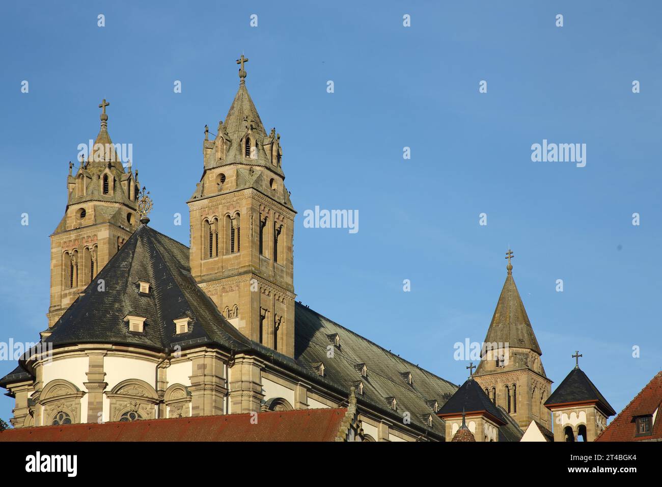 Romantic monastery church Michaelskirche, former Benedictine monastery ...