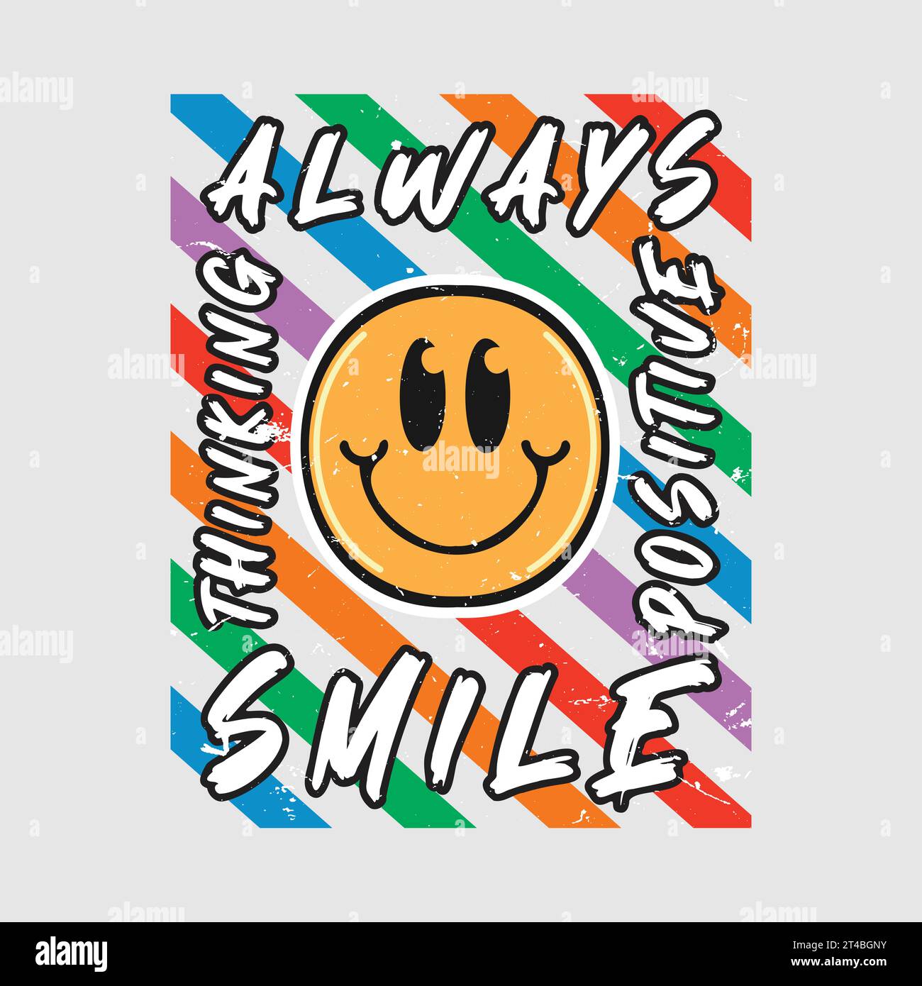 Smile face emoji with always smile, positive thinking phrase. Positive ...