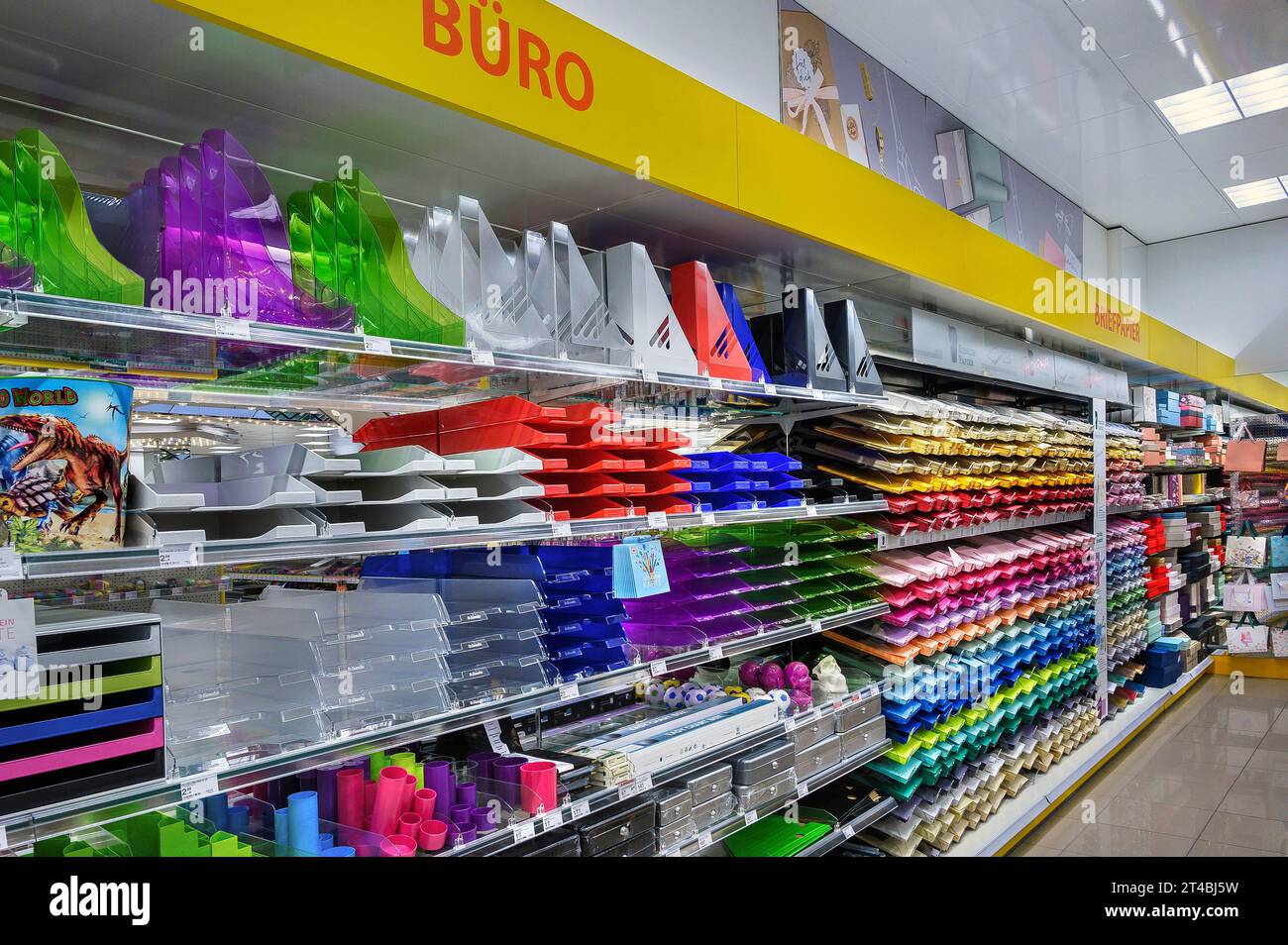 Shelves with office utensils, department stores', Allgaeu, Bavaria