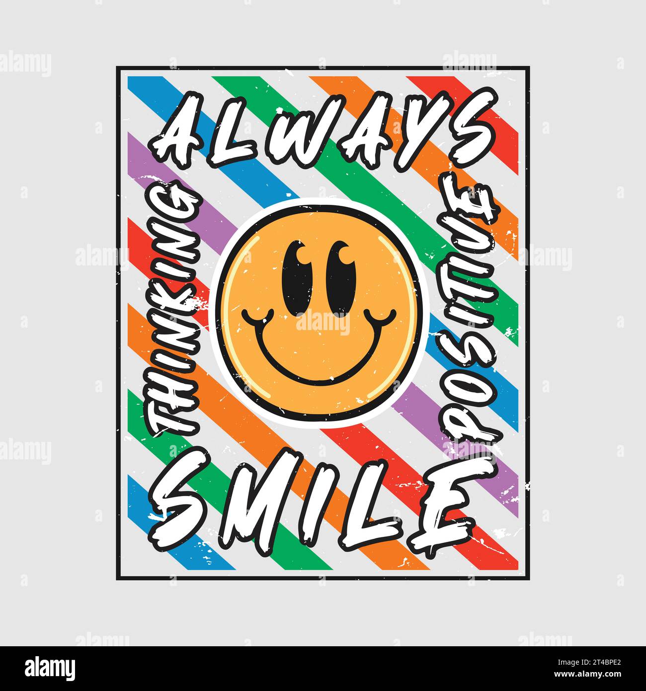 Smile face emoji with always smile, positive thinking phrase. Positive ...