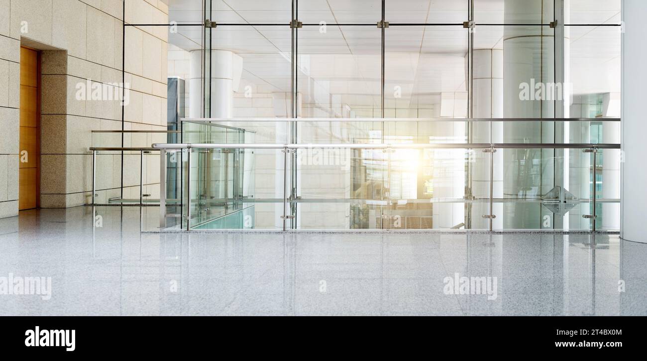 Picture of Modern interior with glass wall Stock Photo - Alamy