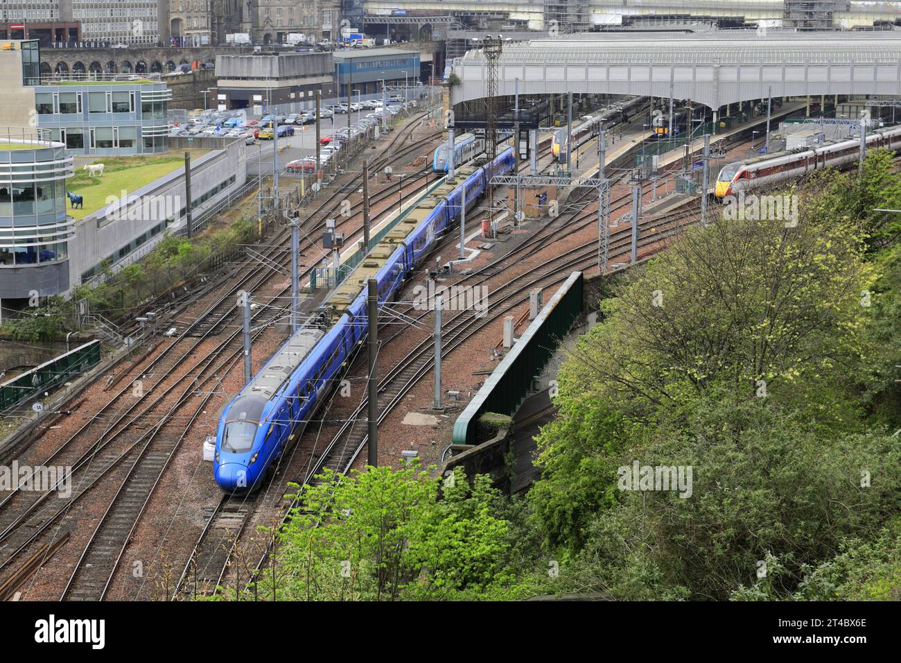 LUMO train at Edinburgh Waverley station; Edinburgh City, Scotland, UK Stock Photo