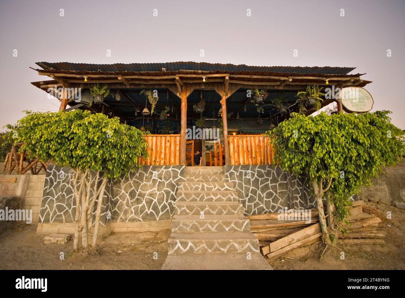 lakeside restaurants in the town of Panajachel, Lake Atitlan, Guatemala