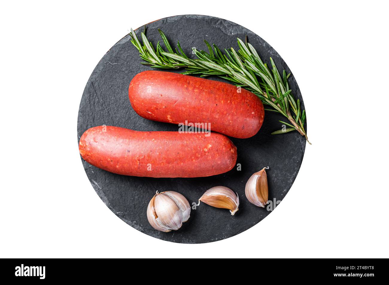 Turkish halal Sucuk meat sausage. Isolated on white background Stock