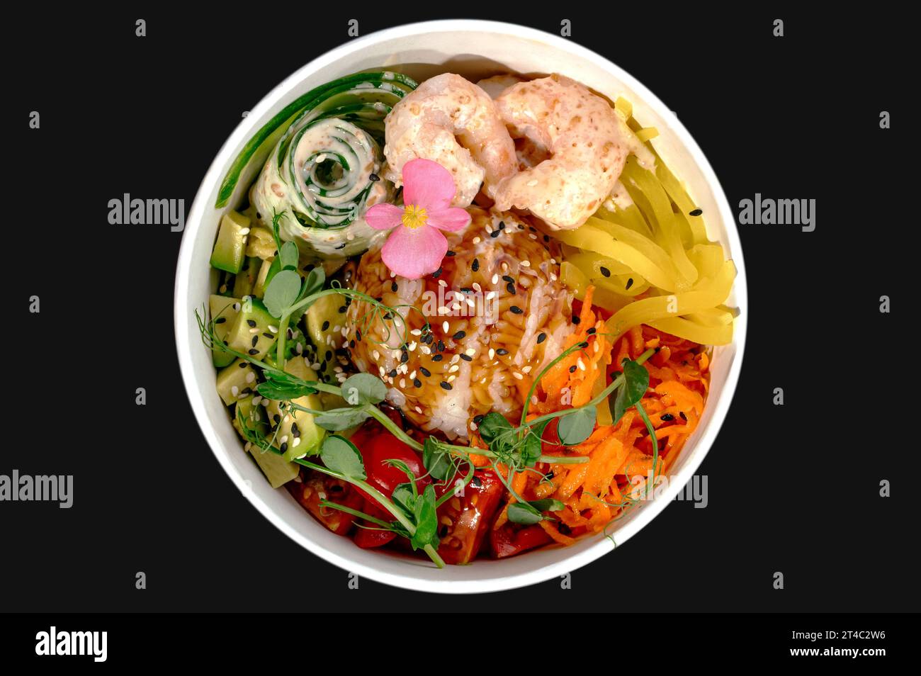 hawaiian poke bowl with shrimp and vegetables Stock Photo - Alamy