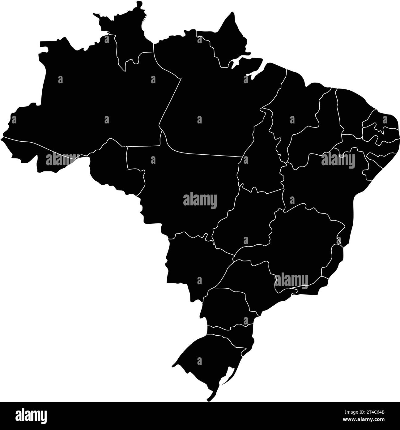 Brazil's basic outline map in vector format, in sketch line style Stock