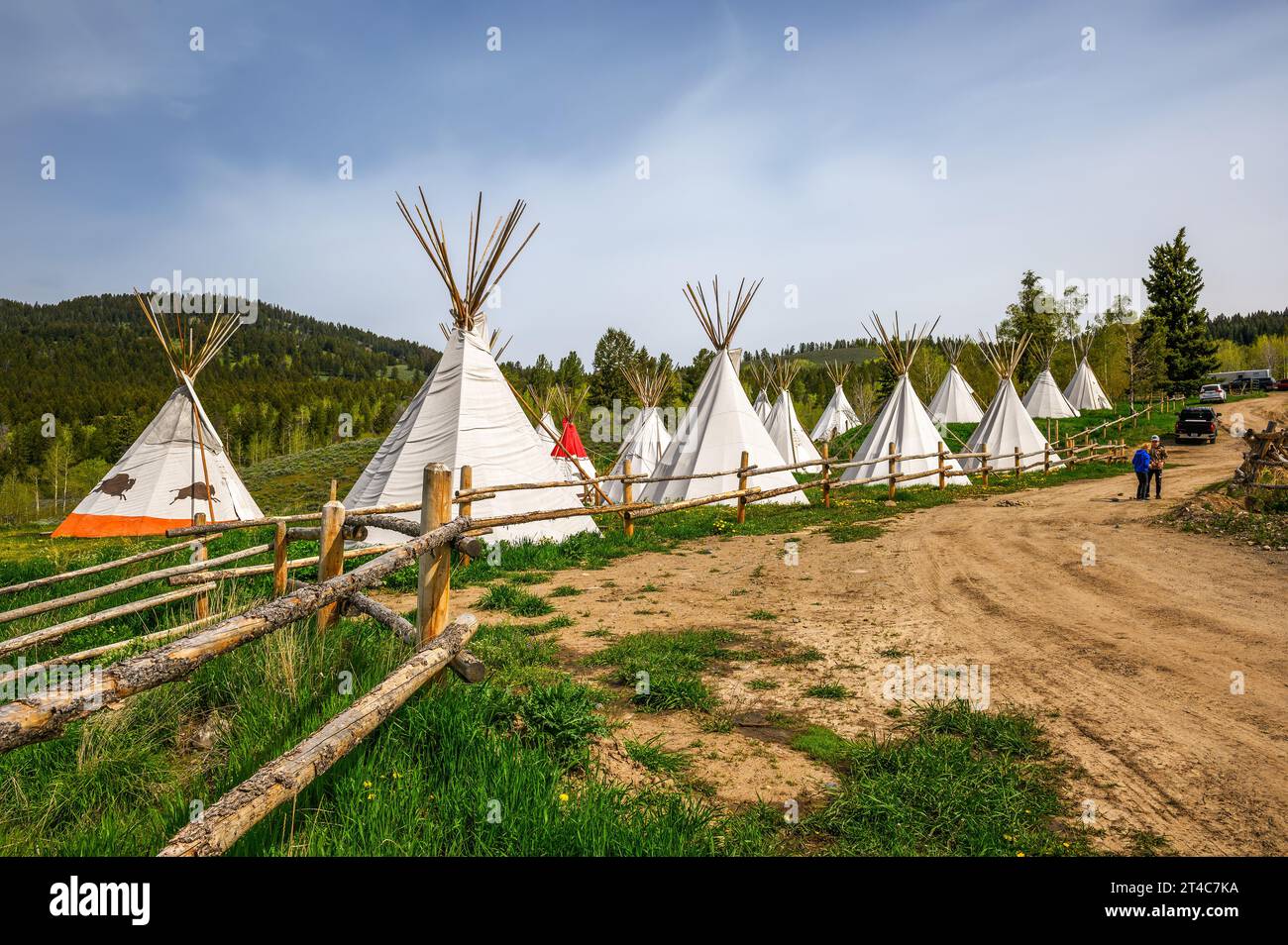 A traditional Native American wigwam campsite in Grand Teton National Park Stock Photo