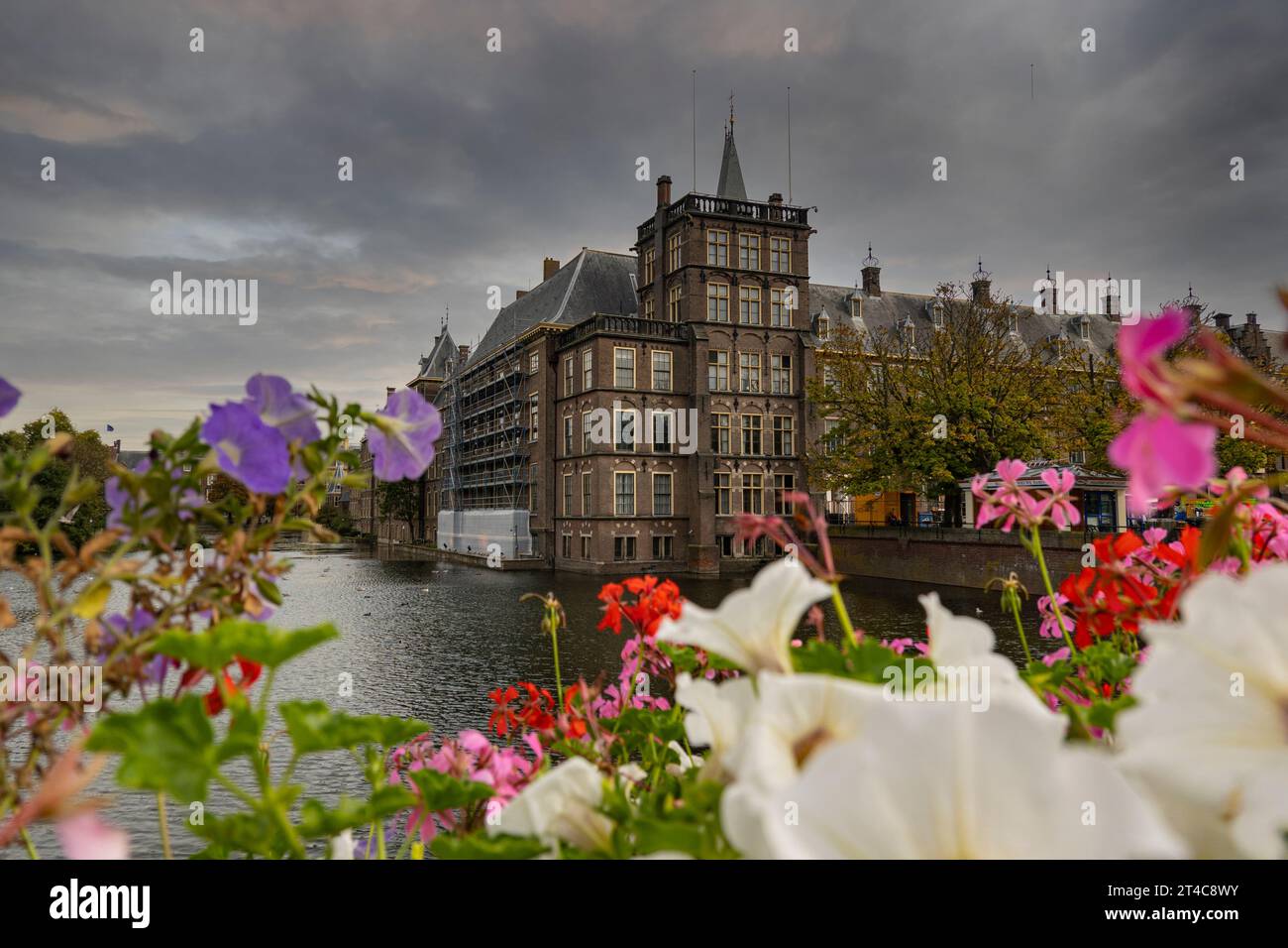Binnenhof Palace in The Hague beside the Hohvijfer canal. Netherlands