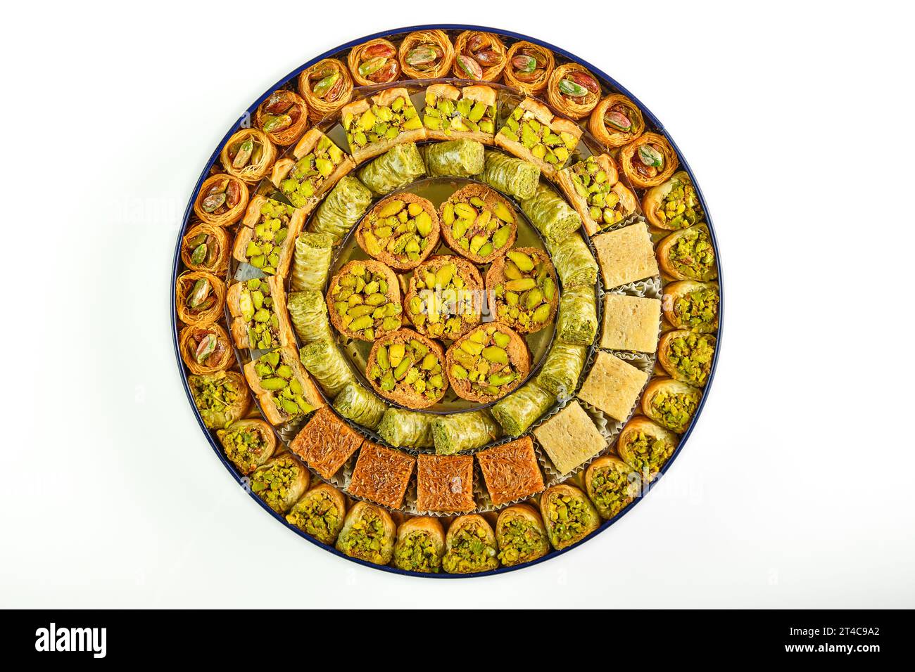 Arabic sweets boxes. Pictured from above showing several shapes and