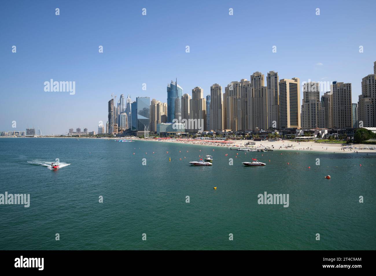 UAE, Dubai, December 8th, 2018. Panorama view of Marina Beach and Jumeirah Beach Residence Stock Photo