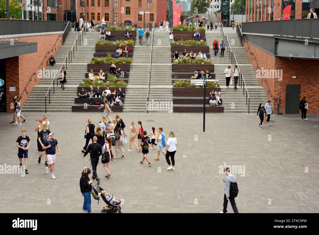 Public courtyard at Forum Gdansk shopping centre designated urban area in Gdansk, Poland, Europe, EU Stock Photo