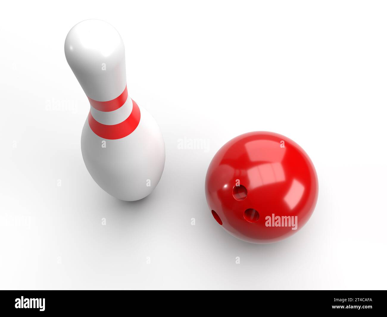 Red bowling ball and pin on white background Stock Photo Alamy