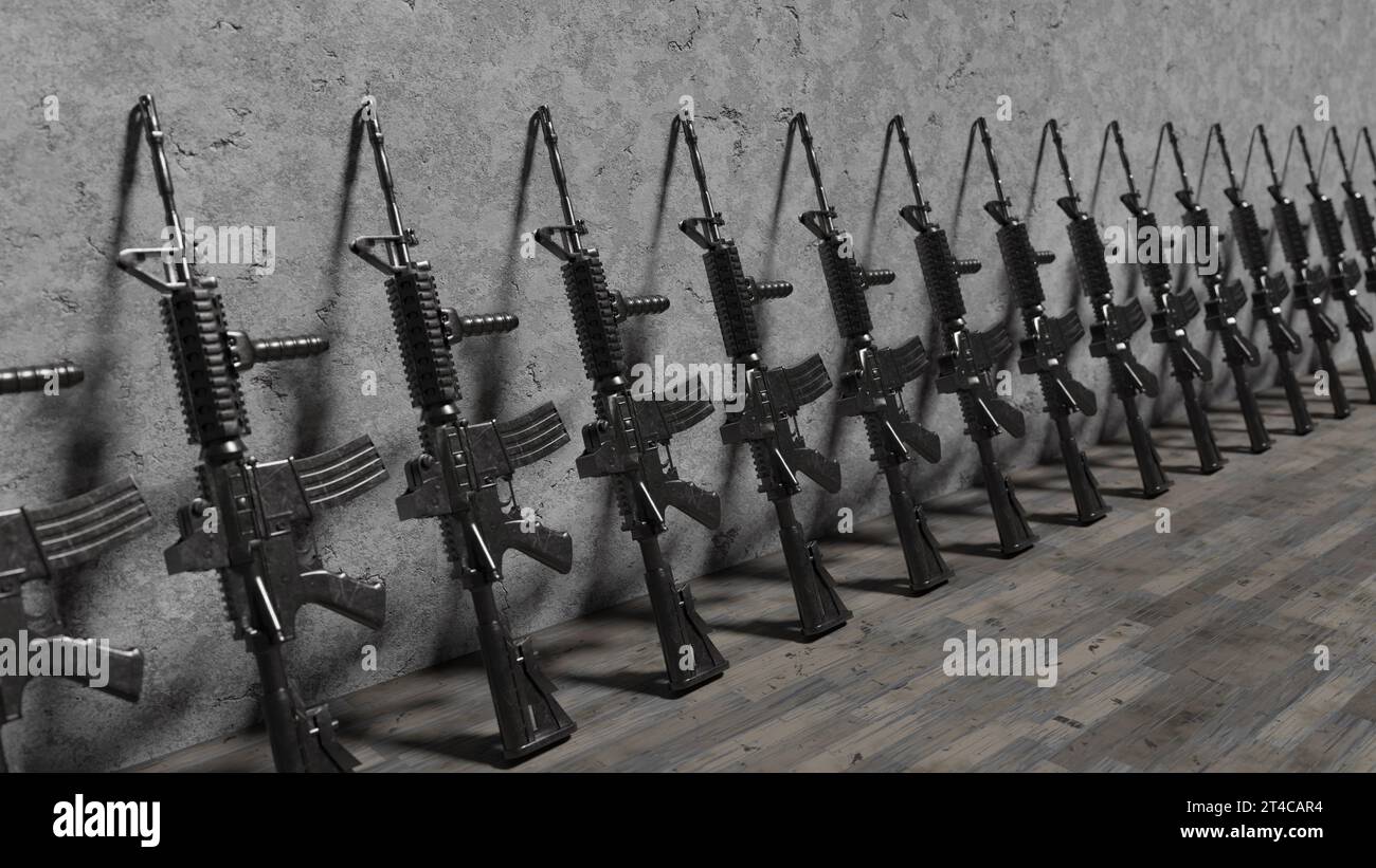 M4A1 carbine, arms supplies, military conflict. A large number of