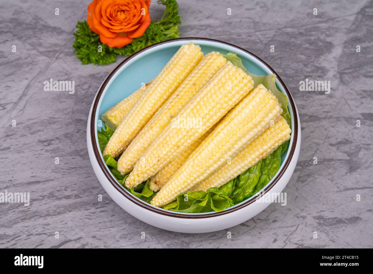Baby corn for hot pot,yakiniku, sukiyaki and shabu used Stock Photo