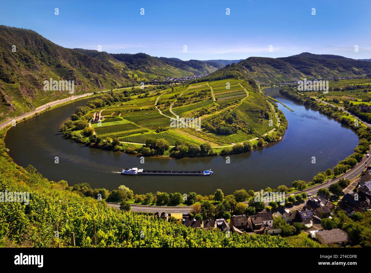 Moselle loop from the via ferrata through the Bremmer Calmont, Germany, Rhineland-Palatinate, Bremm Stock Photo