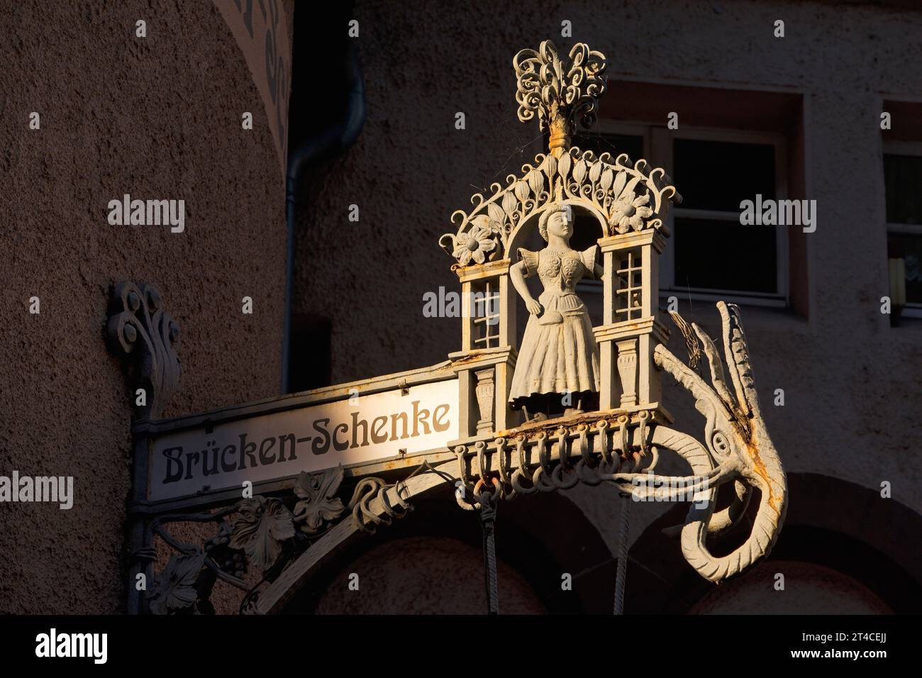 inn sign of the Bruecken-Schenke, Germany, Rhineland-Palatinate, Traben-Trarbach Stock Photo