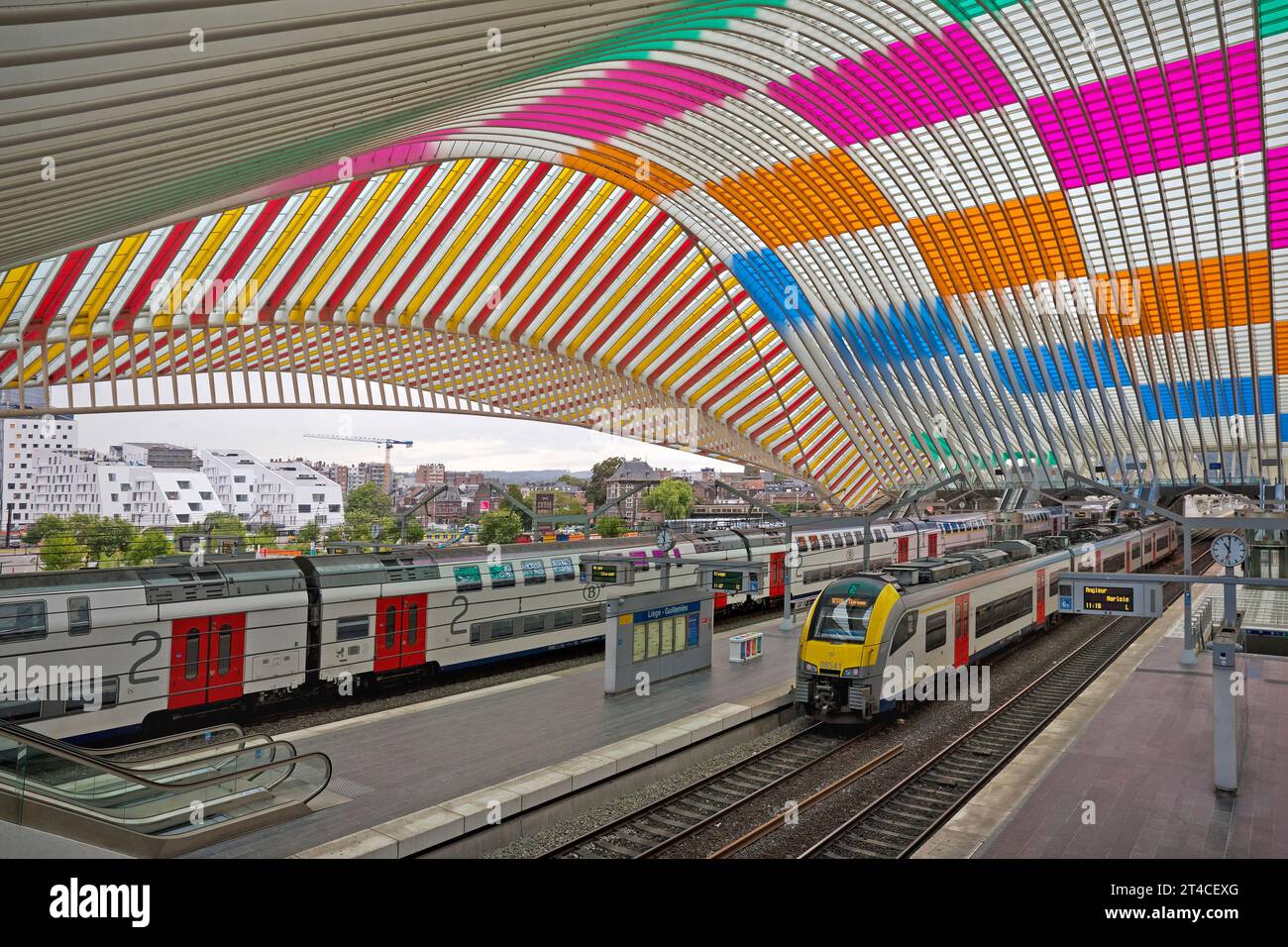 Railway station Liege-Guillemins in modern industrial style, Belgium, Wallonie, Luettich Stock Photo