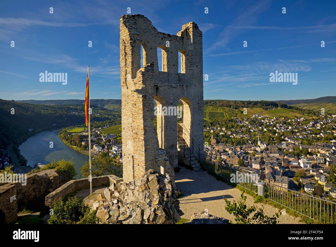 Grevenburg castle ruin with a view of the Moselle, Germany, Rhineland-Palatinate, Traben-Trarbach Stock Photo