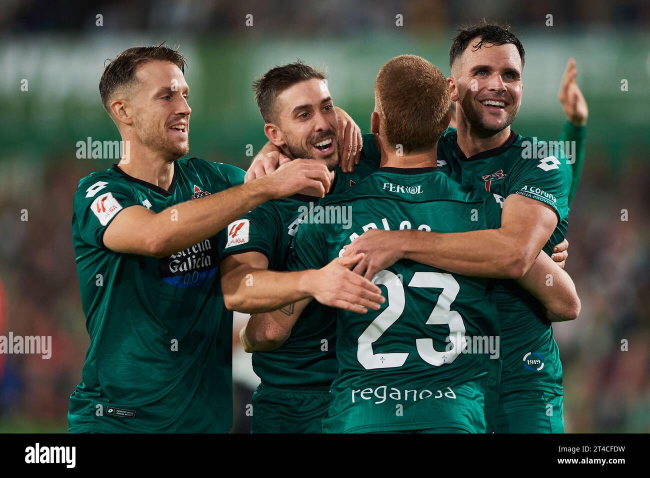 Heber Pena of Racing Club Ferrol celebrates after scoring his team's second goal during the LaLiga Hypermotion match between Real Racing Club and Raci Stock Photo